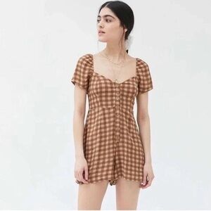 Urban Outfitters Romper Brown plaid checkers